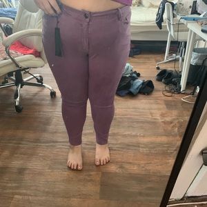 LANE BRYANT SUPER STRETCH MID RISE PURPLE JEANS